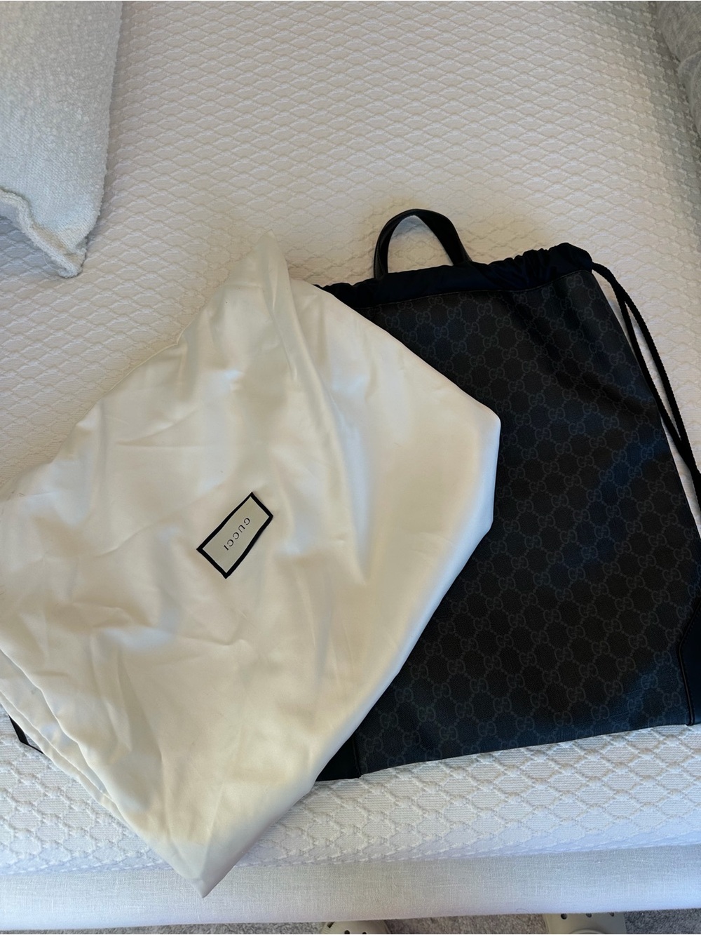 Gucci Black & Red Monogram Drawstring Backpack - Picture 8 of 8